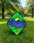 Custom Embroidered Mountain Scene Patch: Iron-On, Sew-On