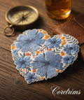 Embroidered Floral Heart Patch – Blue Daisy Boho Style Sew/Iron On Badge