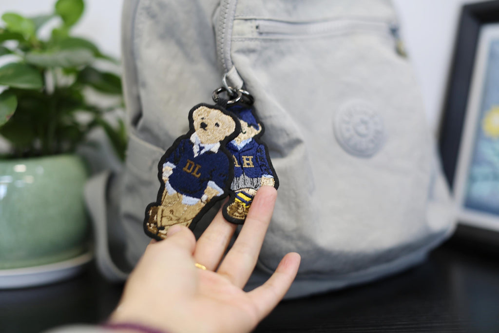 Monogram Bear Bag Charm/ handbag Charm  Embroidery Patch/Couple gifts