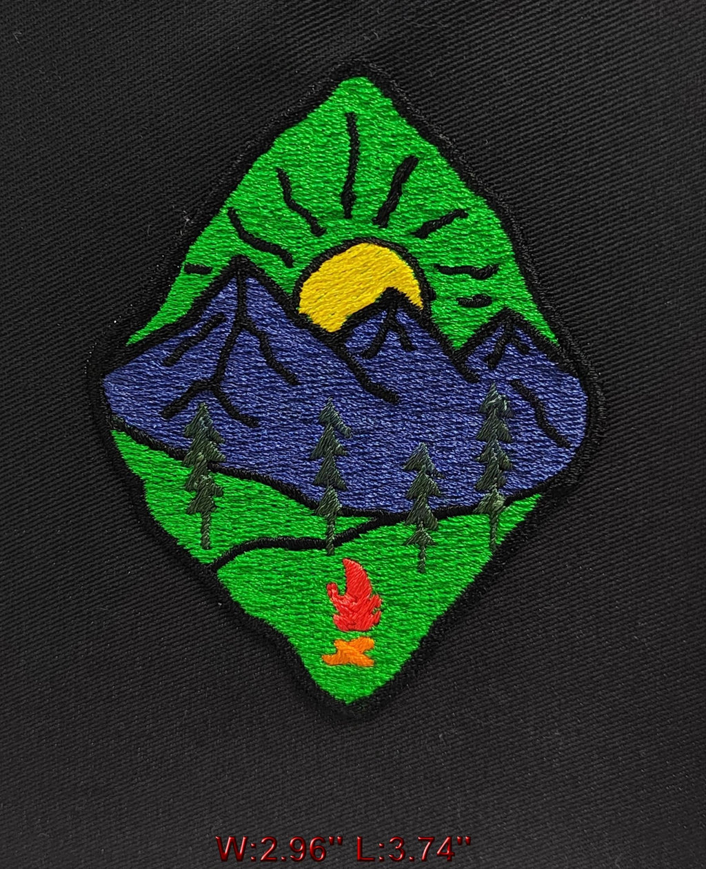 Custom Embroidered Mountain Scene Patch: Iron-On, Sew-On