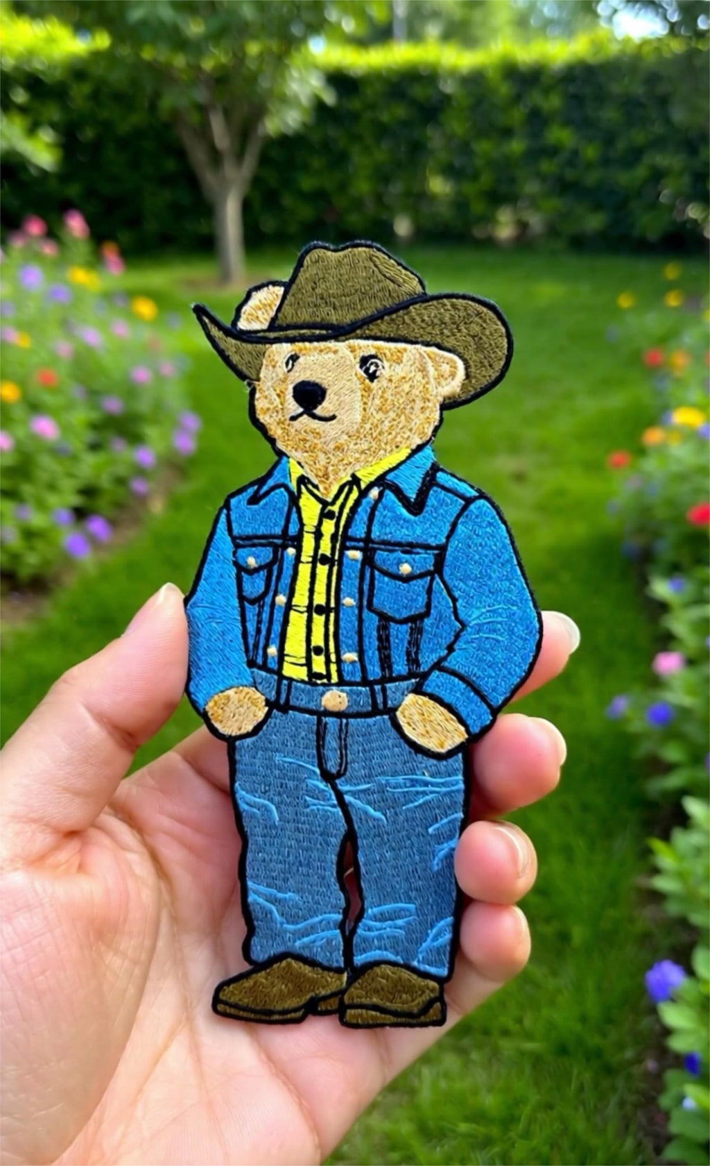 Embroidered Ralph Lauren Style Polo Bear Patch – Cowboy Outfit, Iron On/Sew On Decor