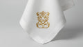 Custom Embroidered Tiger Linen Napkin | Gold Thread Animal Portrait Dinner Napkin Set of 2