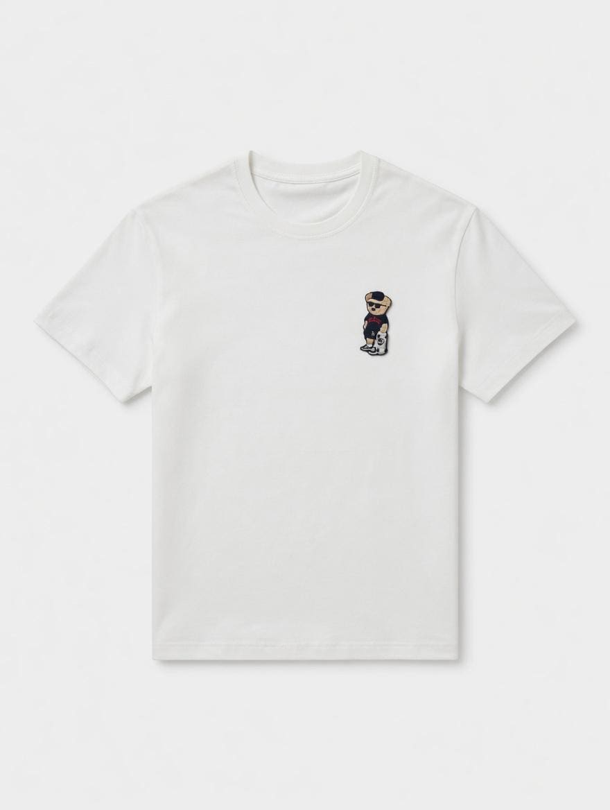 Custom Embroidered Skateboard Bear T-Shirt: Street Style Casual Tee