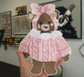 Hand Embroidered Teddy Bear Patch – Pink Frilly Baby Dress Applique (Sew On/Iron On)