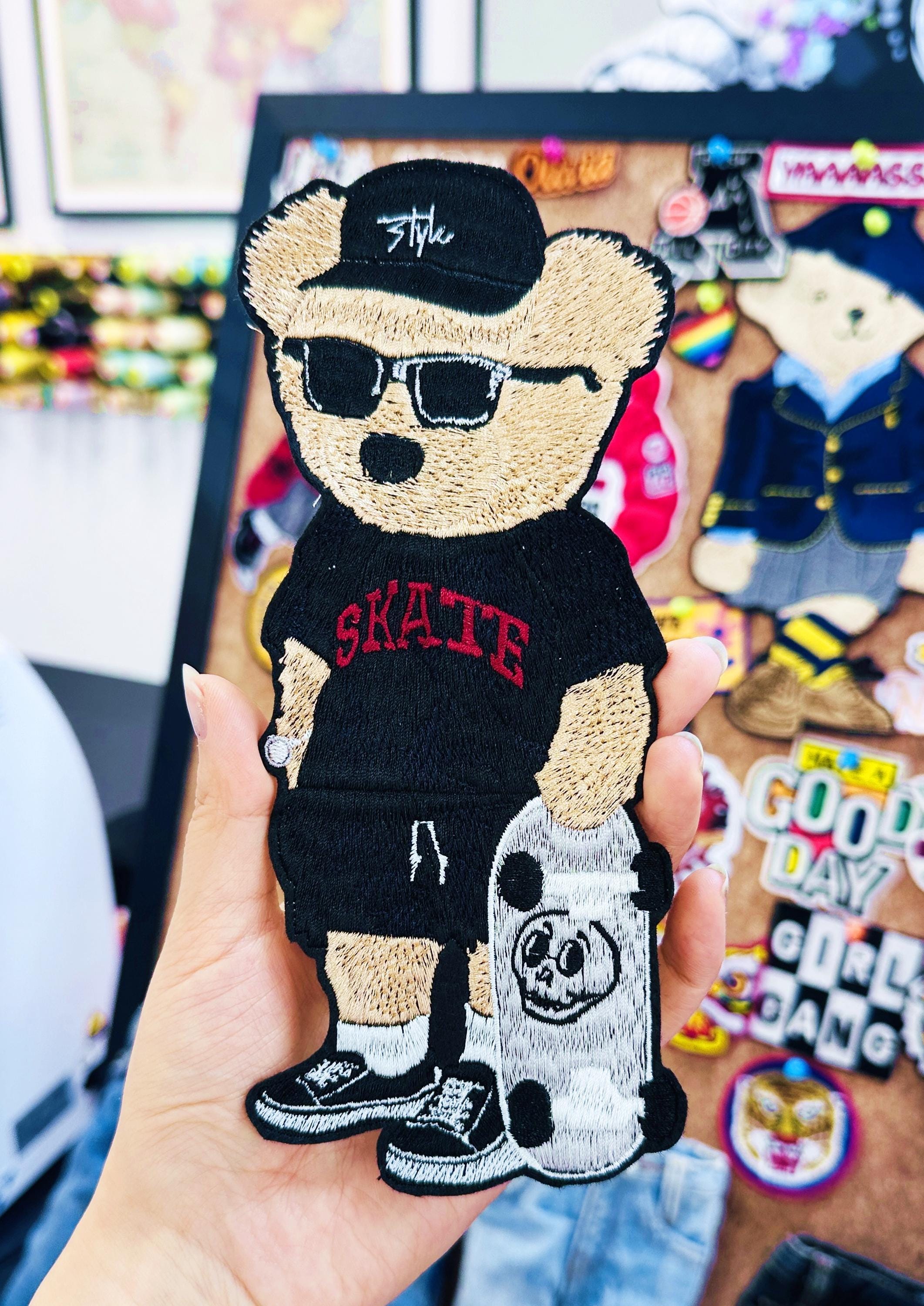 Embroidered Teddy Bear Skater Patch – Sew/Iron On Applique