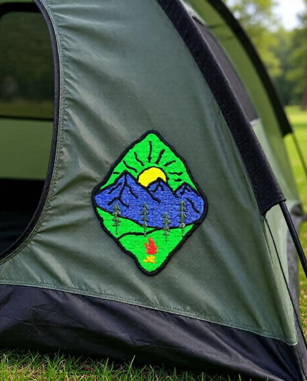 Custom Embroidered Mountain Scene Patch: Iron-On, Sew-On