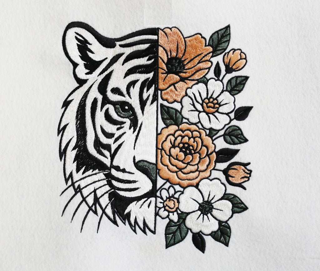 Embroidered Tiger Floral Sweatshirt / hoodie ,  Sepecial Day's Gift / Couple Hoodies