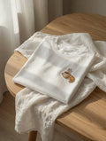 Embroidered Coffee Croissant T-Shirt | Breakfast Foodie Morning Tee