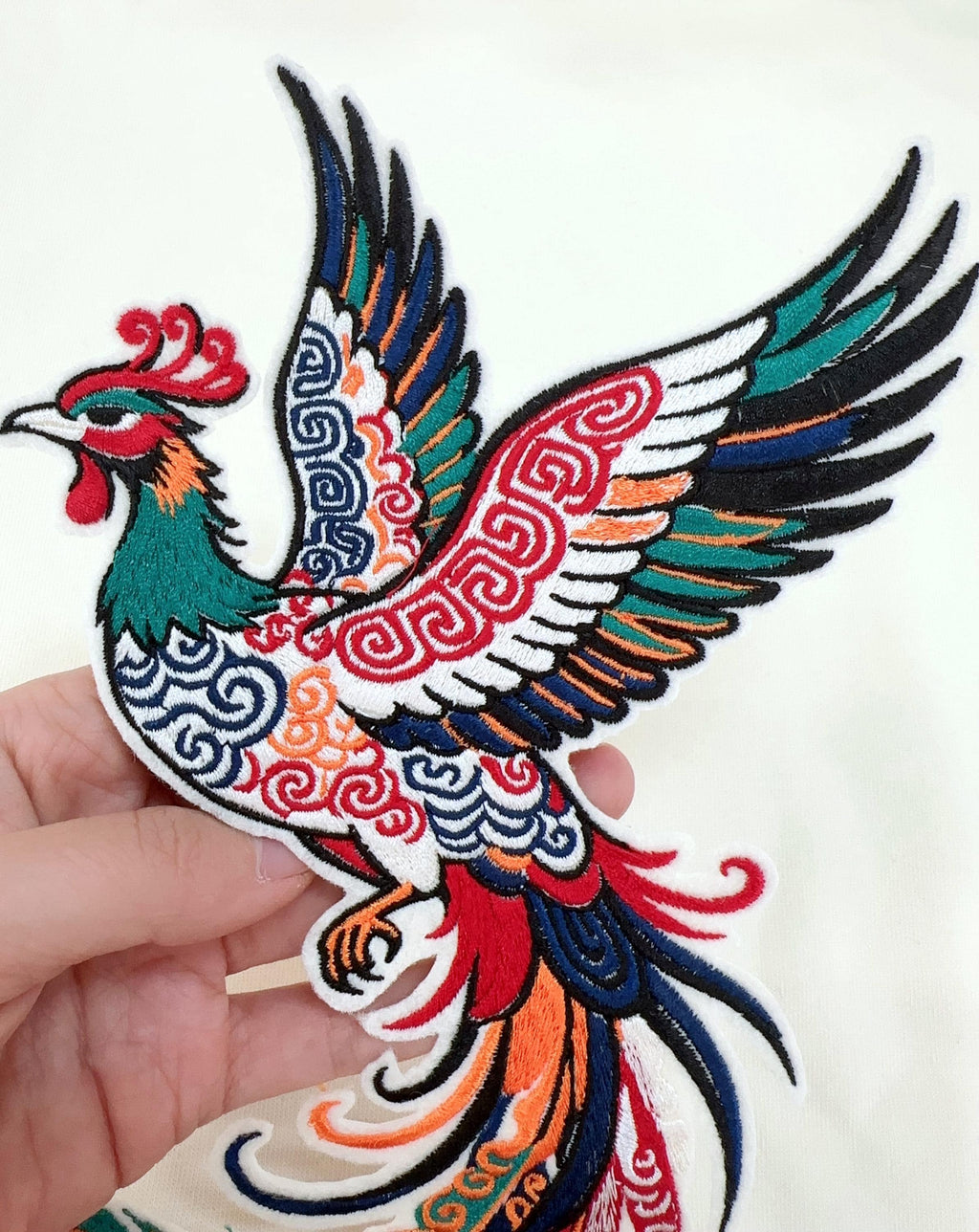 Large Phoenix Rising Embroidered Iron On Patch: Chinese Style Applique