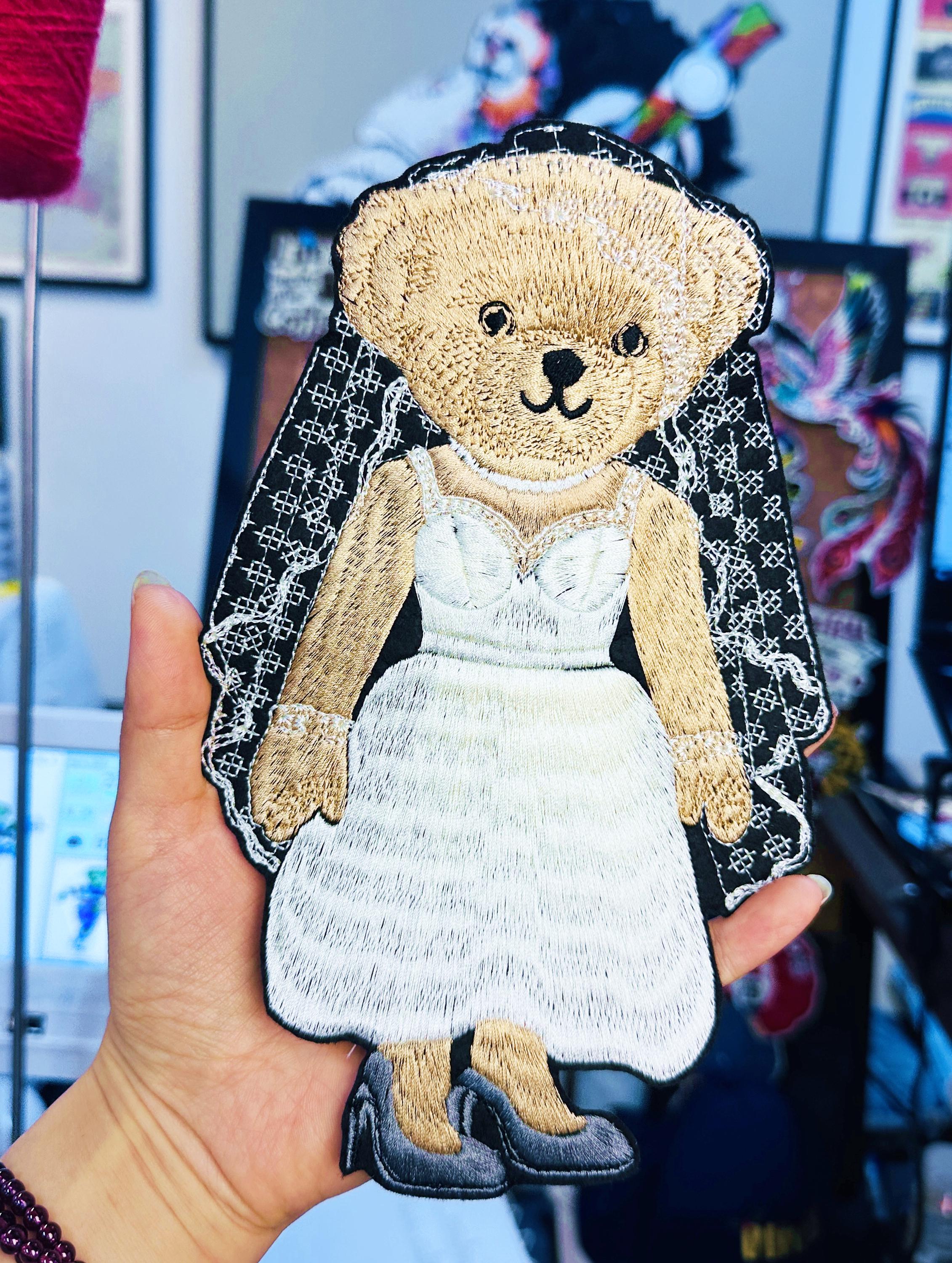 Hand Embroidered Bride Groom Ralph Lauren Bear Patches – Sew On Wedding Appliqué Souvenirs