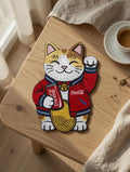 Custom Embroidered Lucky Cat Patch Maneki-neko Coca-Cola Iron-On Patch Fortune Cat Applique Gift Made to Order