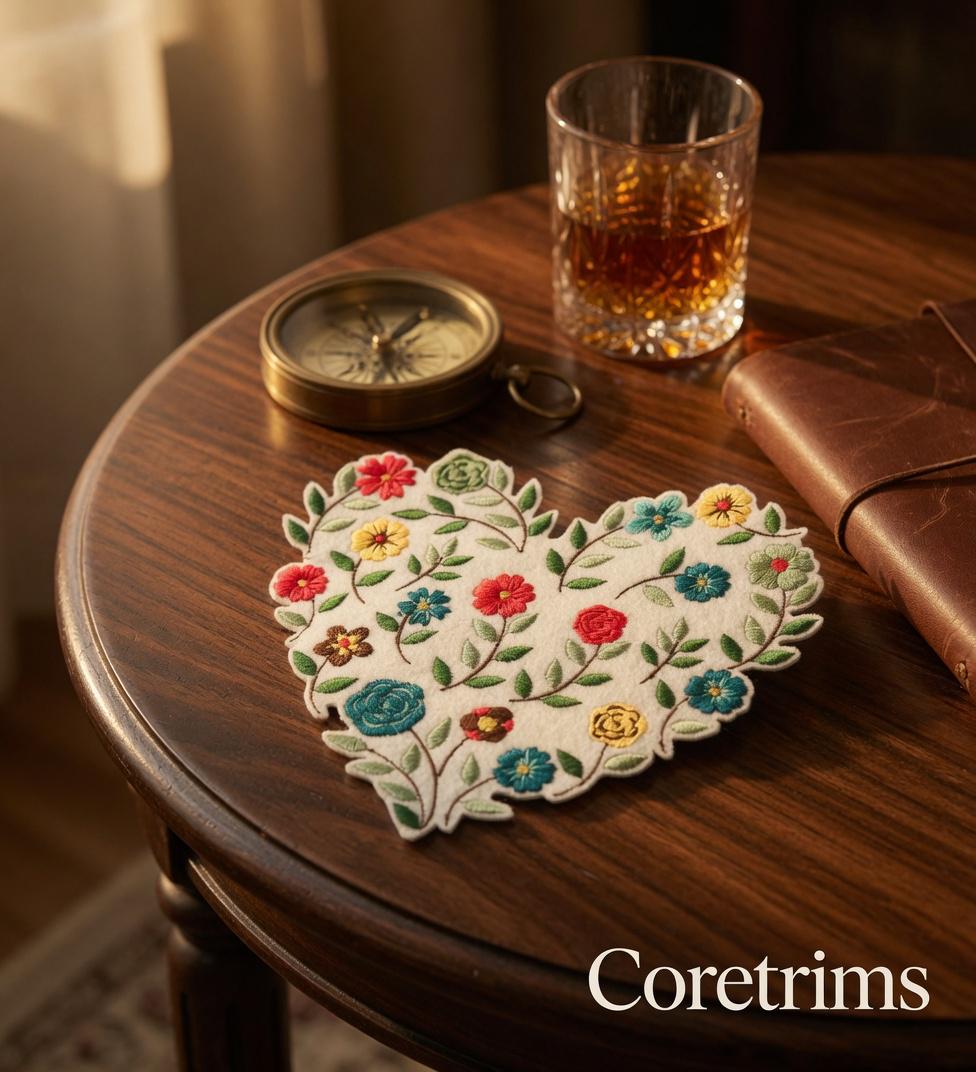 Embroidered Flower Heart Patch – Multicolor Garden Floral Sew/Iron On Applique