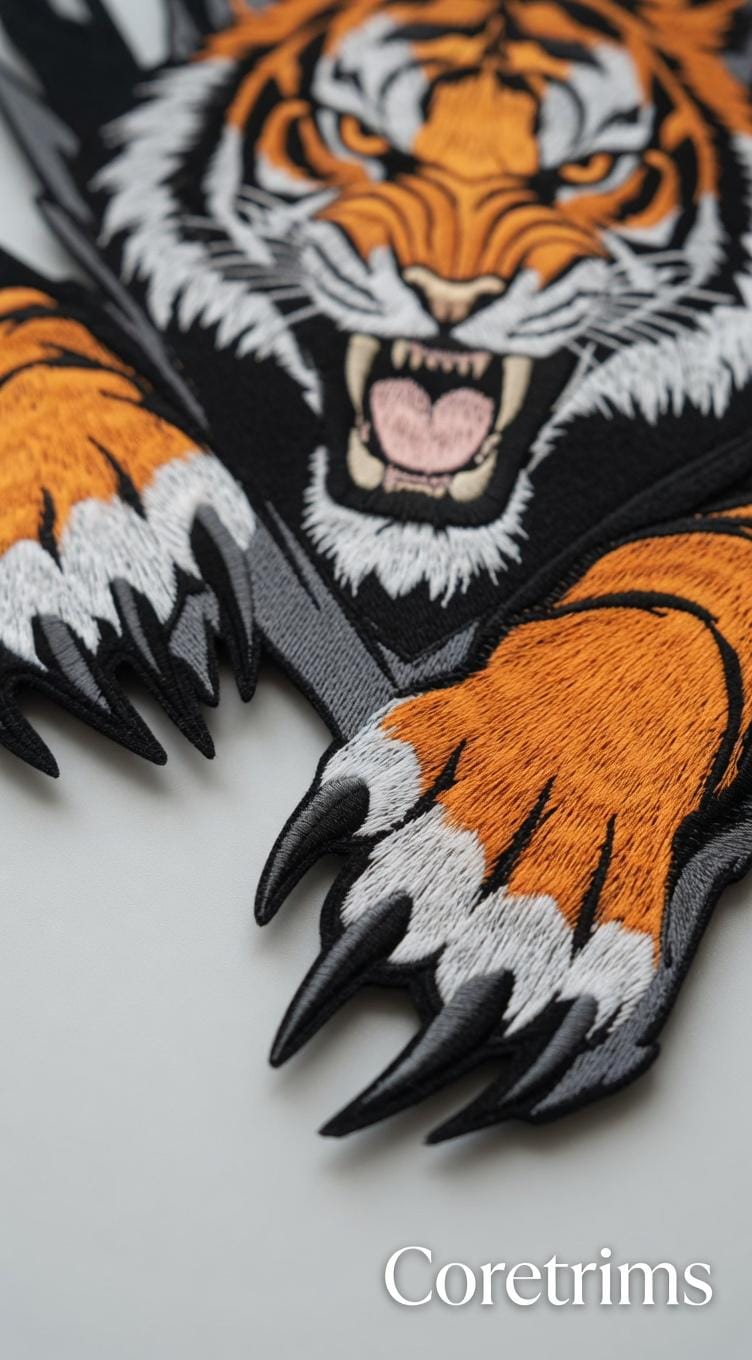 Fierce Roaring Tiger Patch – Bold Embroidered Iron-On Appliqué for Jackets, Hoodies