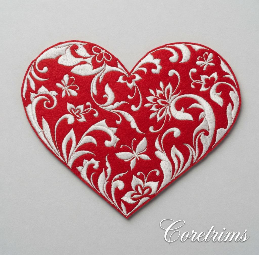Embroidered Flower Heart Patch – Multicolor Garden Floral Sew/Iron On Applique
