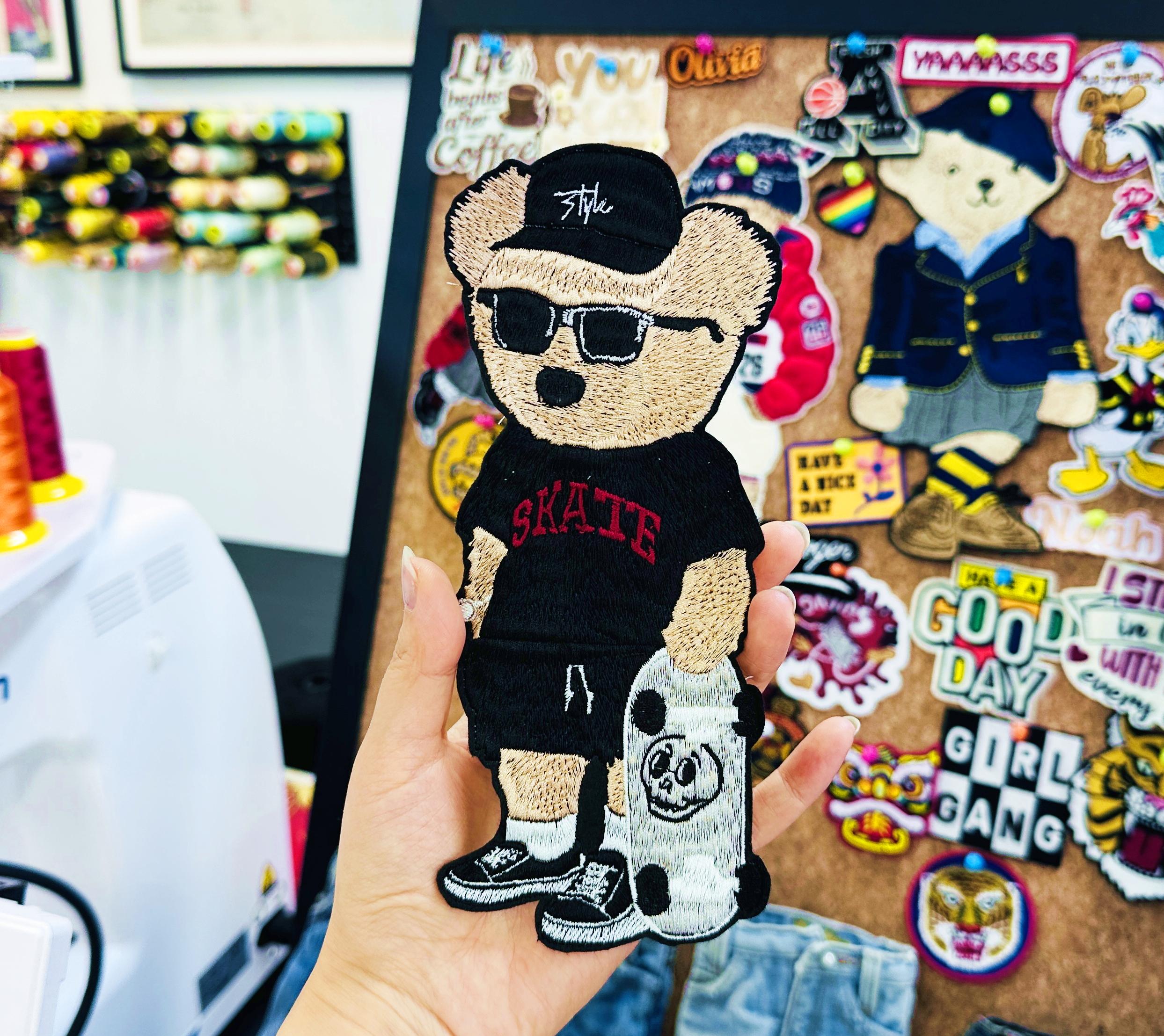 Embroidered Teddy Bear Skater Patch – Sew/Iron On Applique