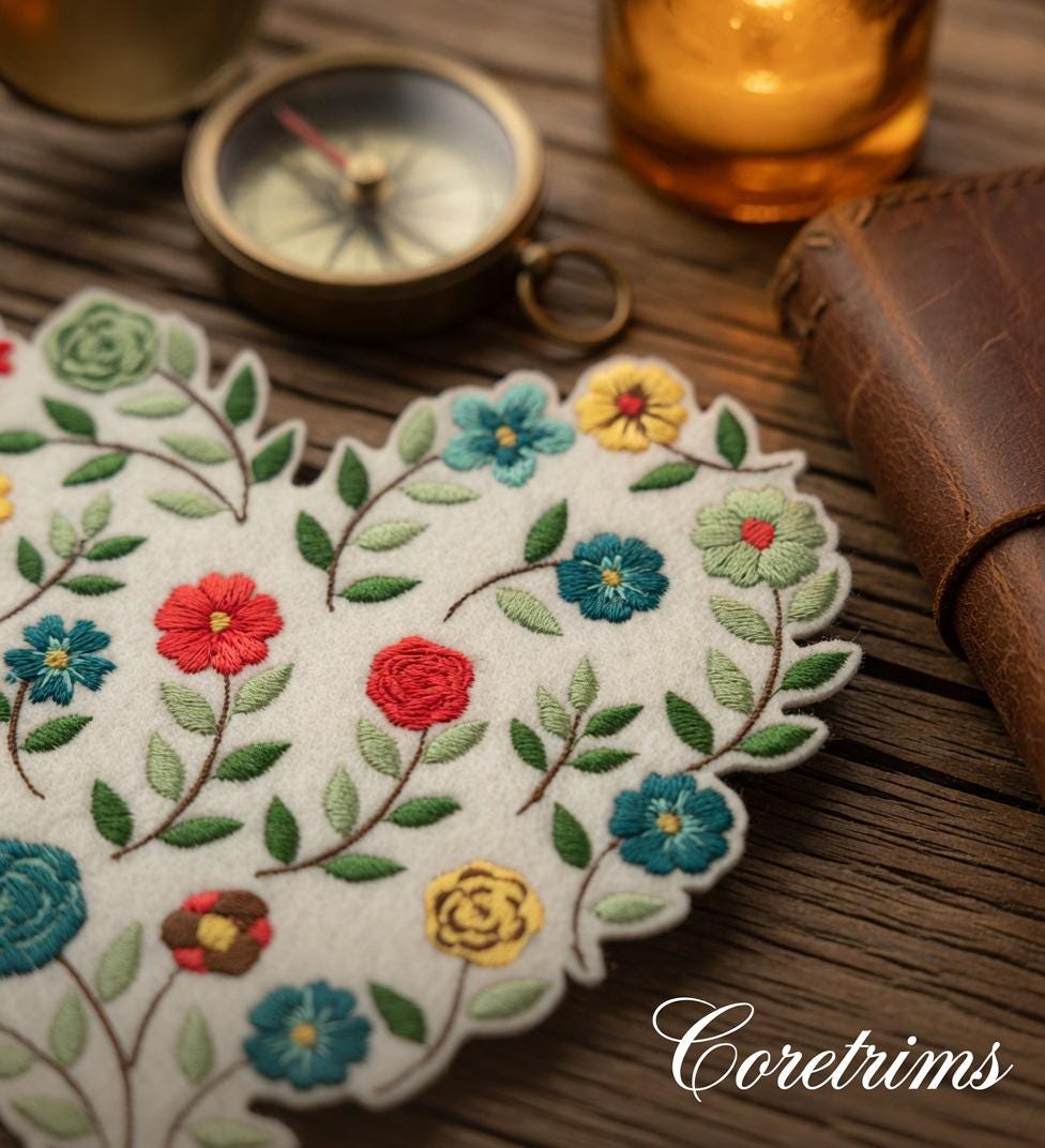 Embroidered Flower Heart Patch – Multicolor Garden Floral Sew/Iron On Applique