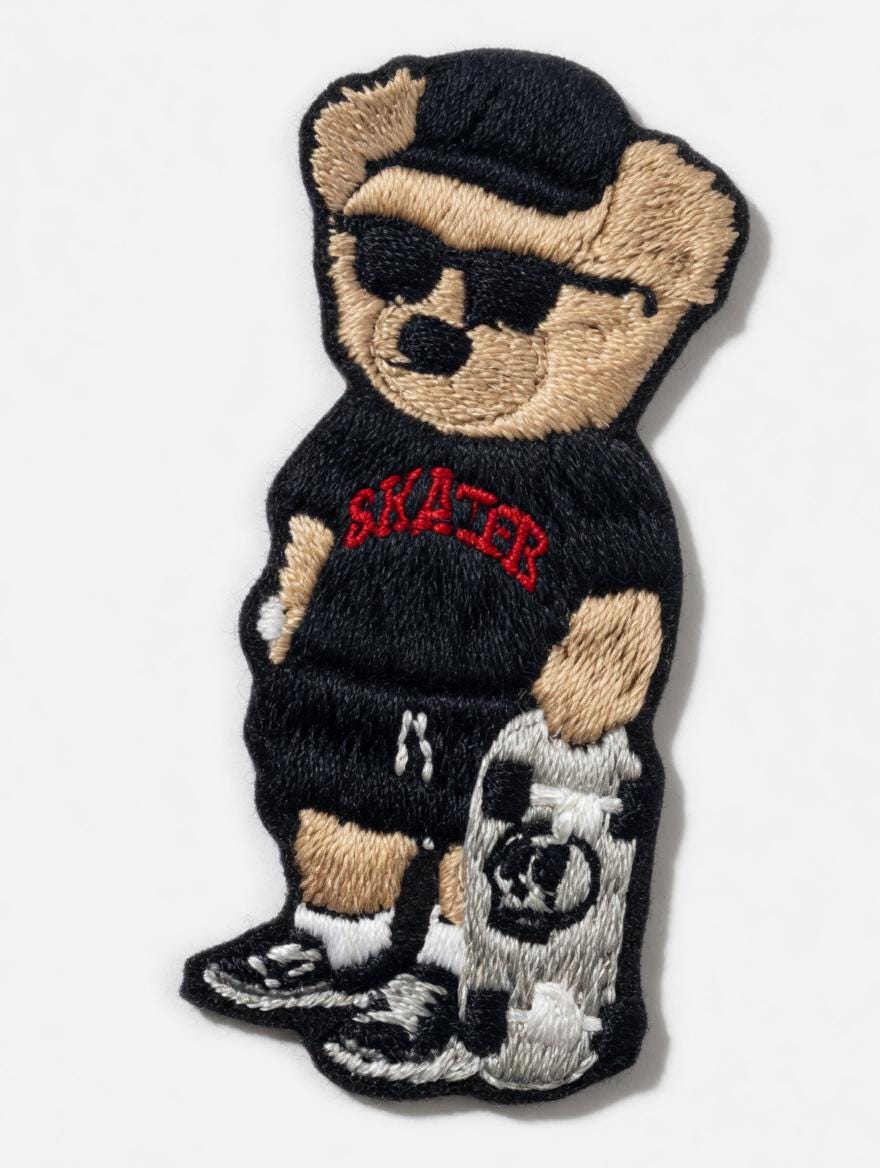 Custom Embroidered Skateboard Bear T-Shirt: Street Style Casual Tee