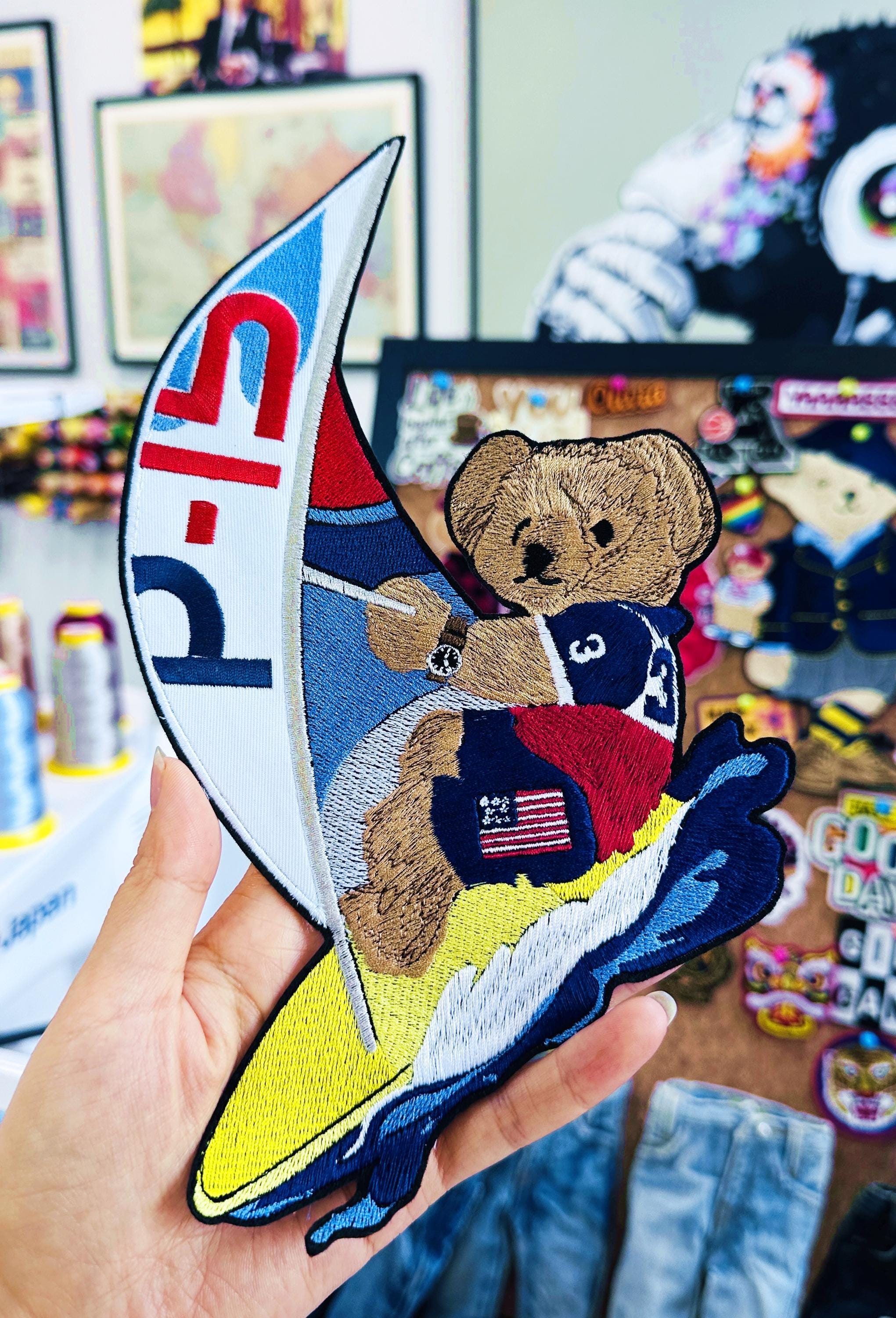 Summer Sports Ralph Lauren Polo Bear Patch - Windsurf Teddy Handmade Embroidered Applique, Nautical Gift