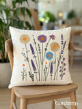 Artistic Embroidered Pillow - Hand Embroidered Brown Velvet Cushion, Unique Home Accent