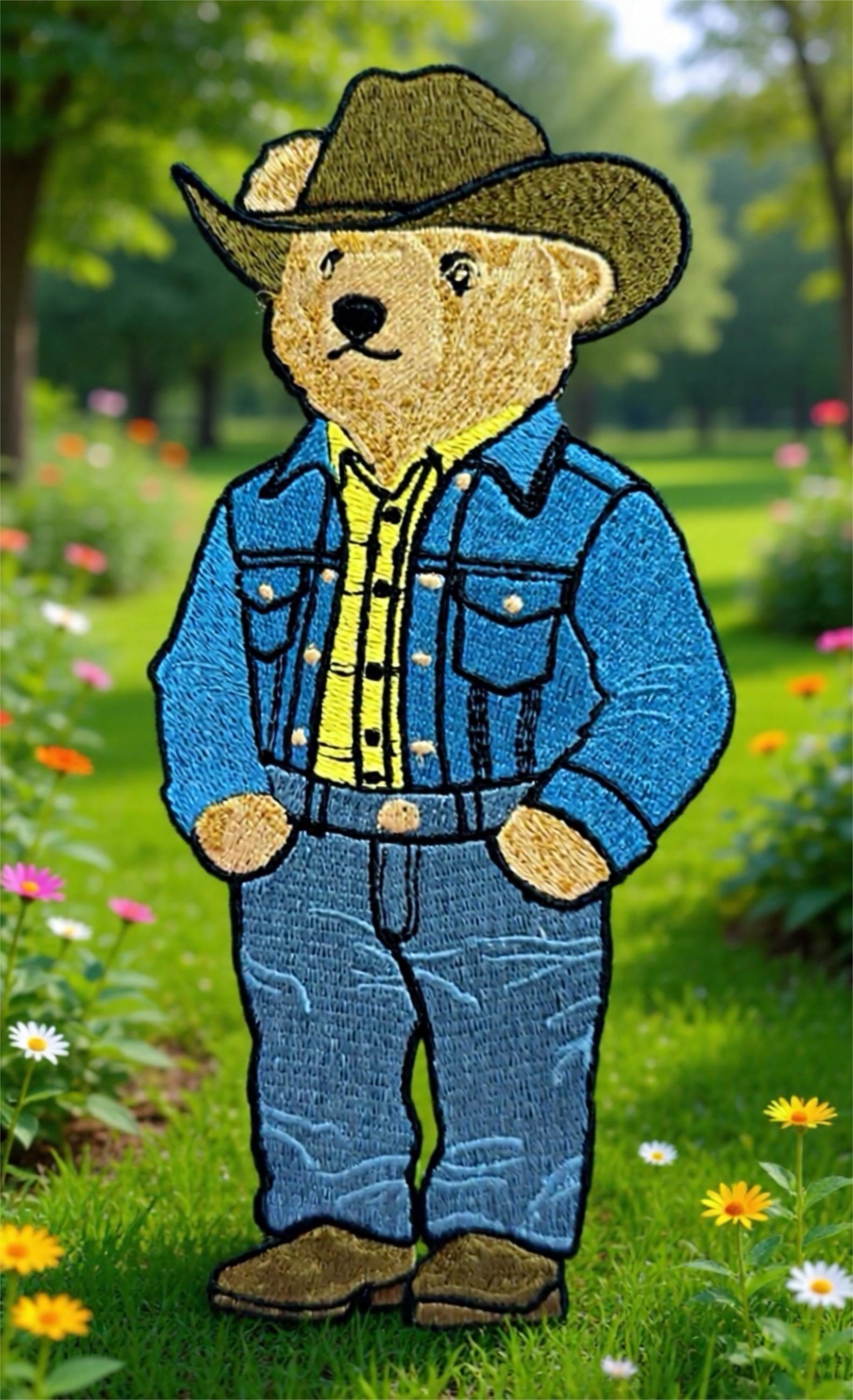 Embroidered Ralph Lauren Style Polo Bear Patch – Cowboy Outfit, Iron On/Sew On Decor
