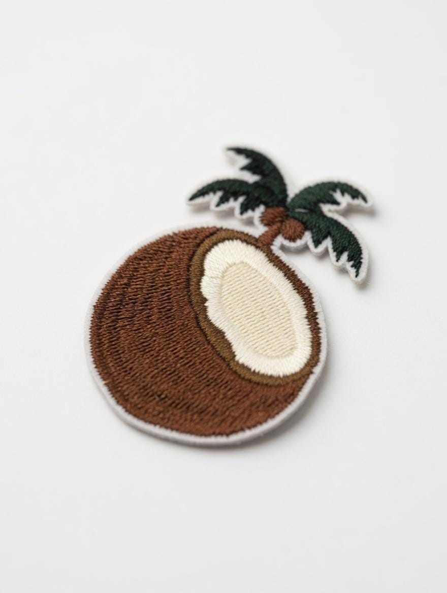 Embroidered Coconut Palm Tree T-Shirt | Tropical Summer Beach Tee | Soft Cotton