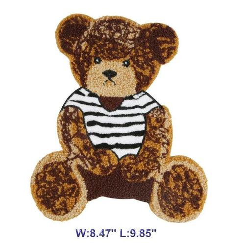 Chenille Teddy Bear Sew-On Patch, Extra Large Embroidered Applique