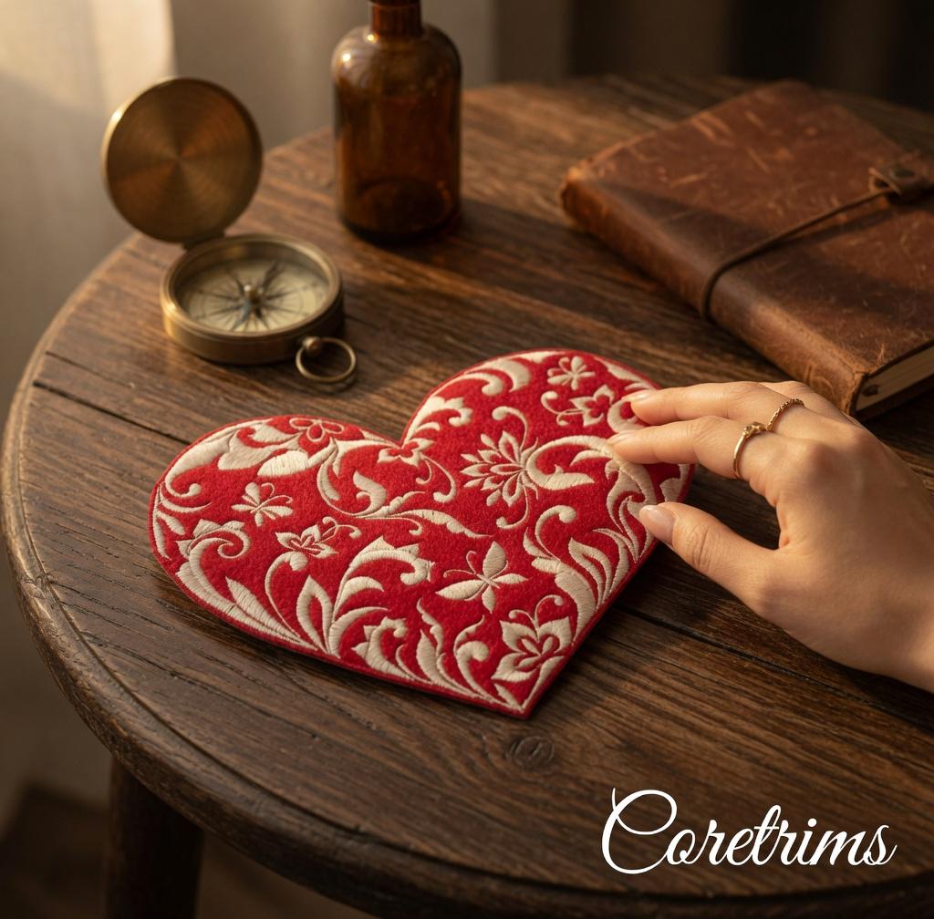 Embroidered Flower Heart Patch – Multicolor Garden Floral Sew/Iron On Applique