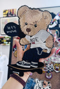 Embroidered Teddy Bear Patch – Skater Applique (Iron On/Sew)