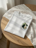 Embroidered Avocado T-Shirt | Fresh Leaves Foodie Tee | Soft Cotton Top
