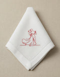 Embroidered Linen Napkins | Romantic Dancing Couple Design, Wedding Anniversary Elegance Set of 2 pcs