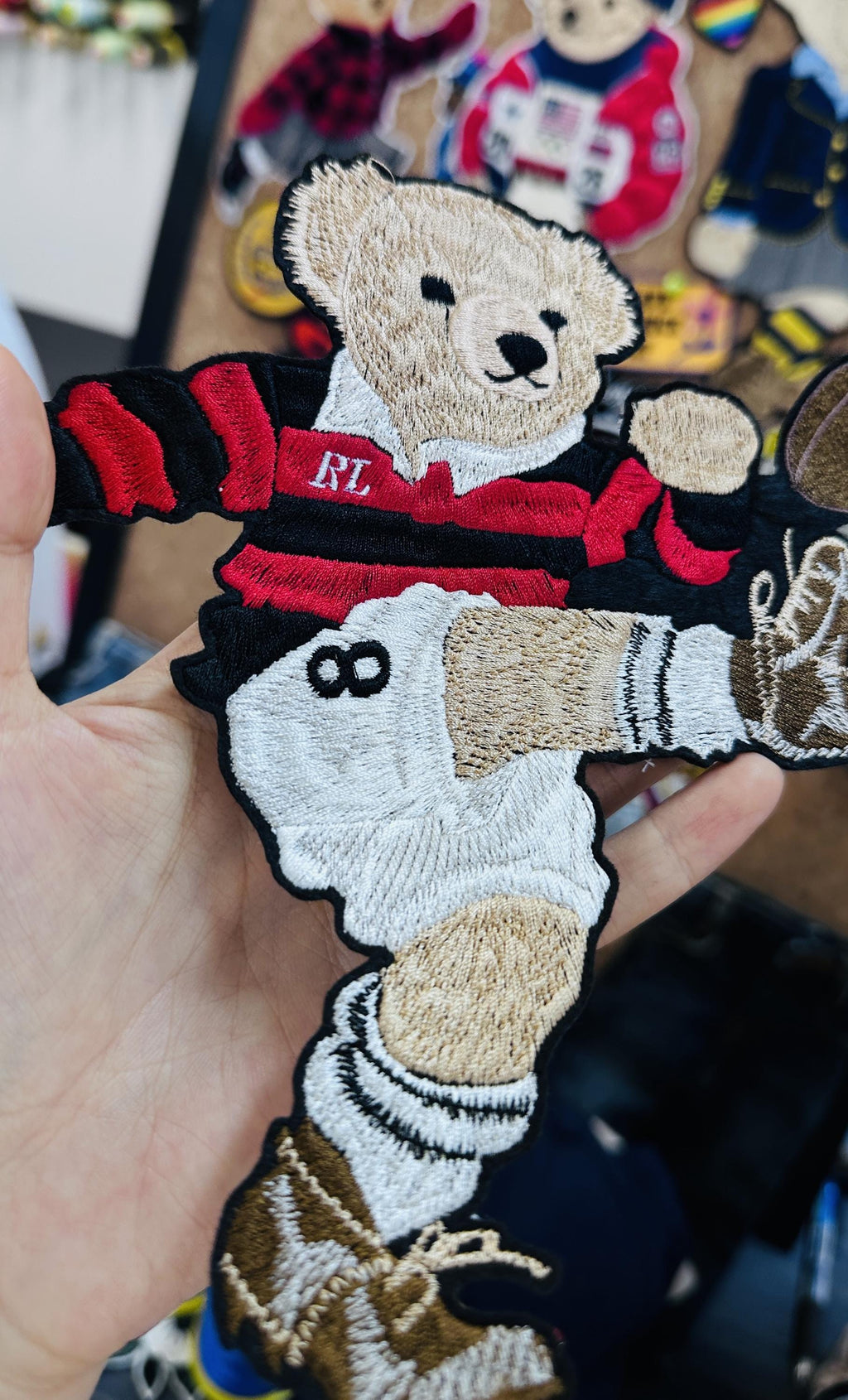 Embroidered Ralph Lauren Polo style Rugby Bear Patch – Sporty Applique for Jackets, Jumpers, Bags