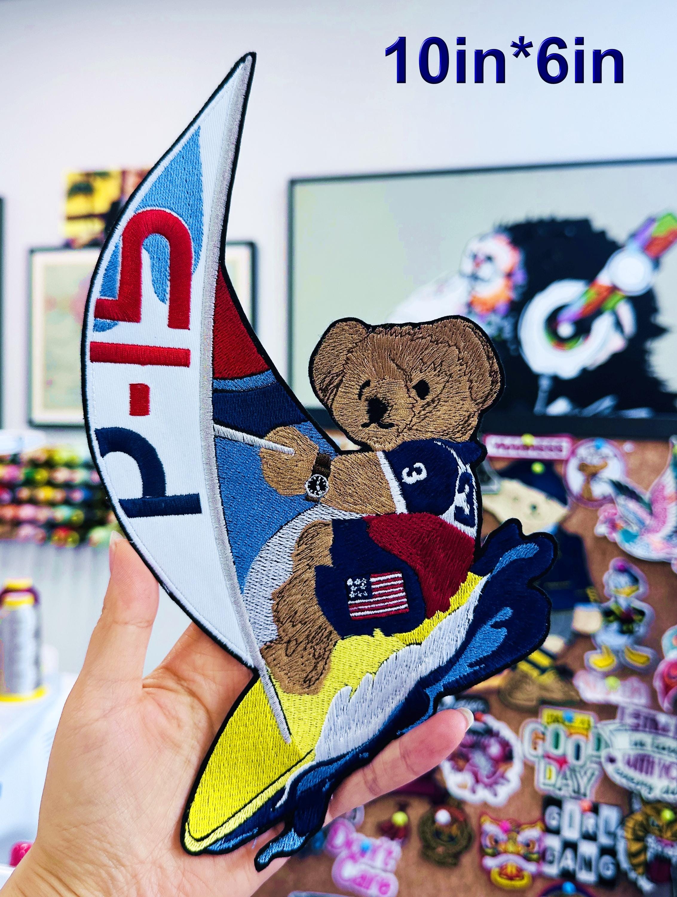 Summer Sports Ralph Lauren Polo Bear Patch - Windsurf Teddy Handmade Embroidered Applique, Nautical Gift