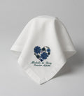 Embroidered Blue Floral Heart Linen Napkin | Custom Wedding Names & Date Set of 2 pcs
