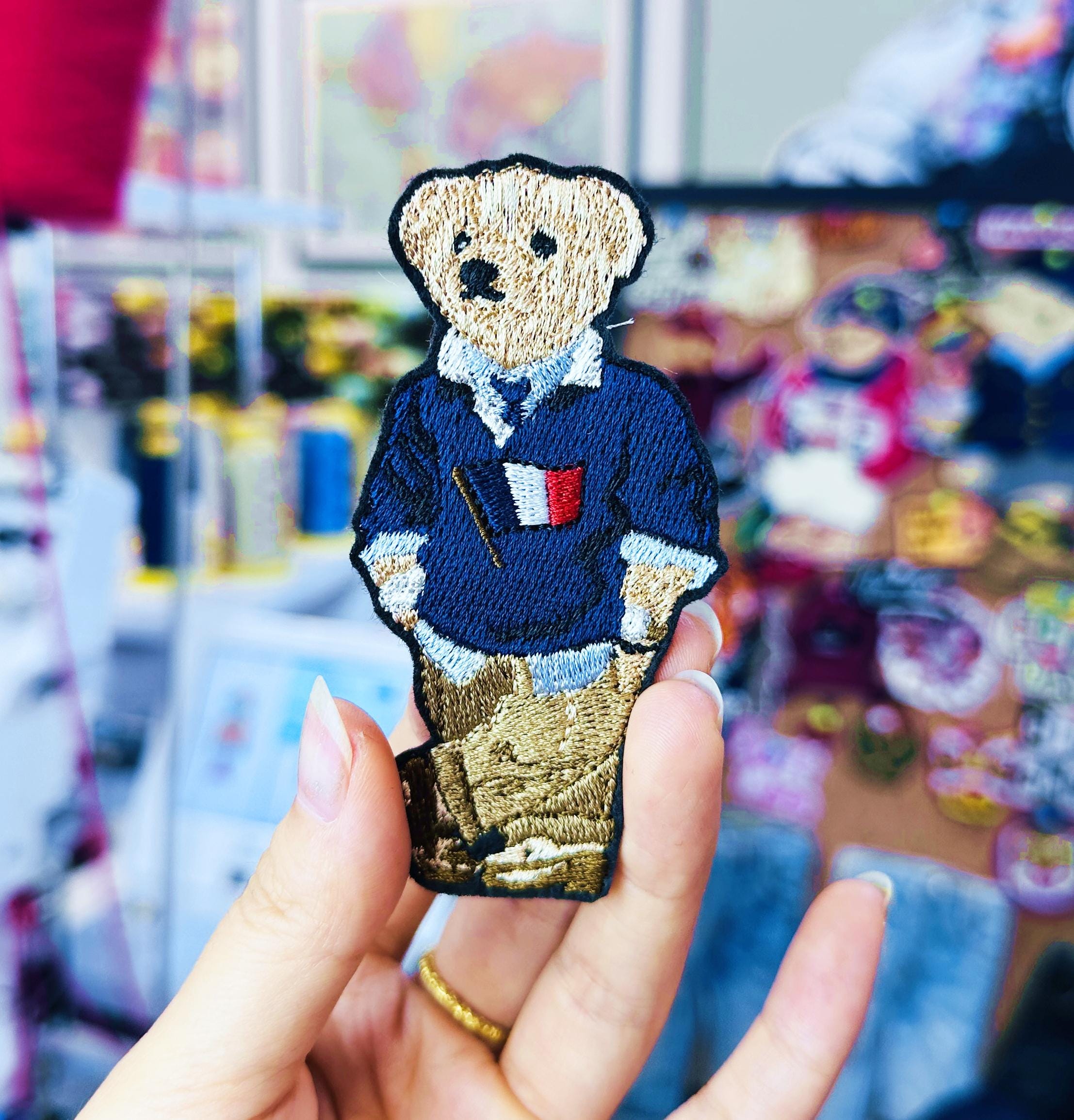 Polo Bear Embroidered Patch – USA, France, UK, Germany Flags (Sew On/Iron On)