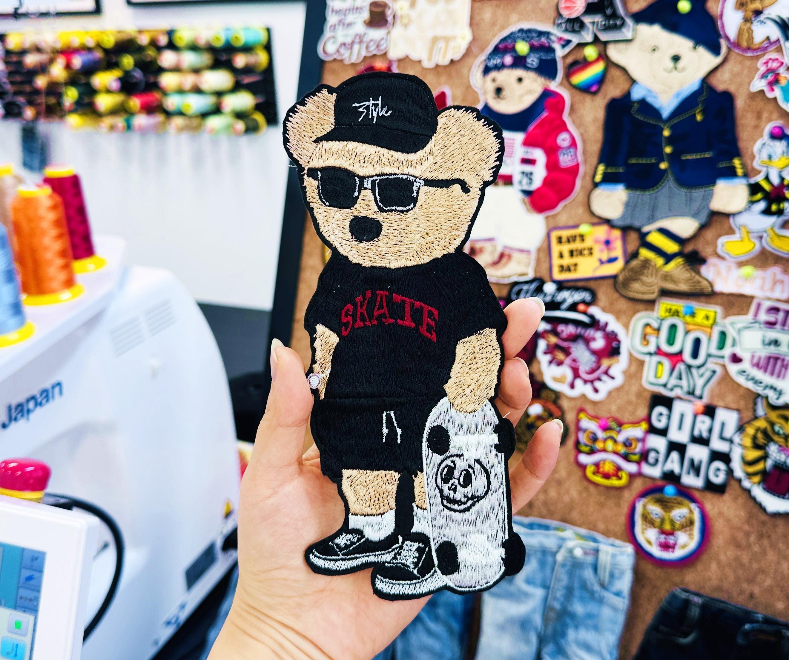Embroidered Teddy Bear Skater Patch – Sew/Iron On Applique
