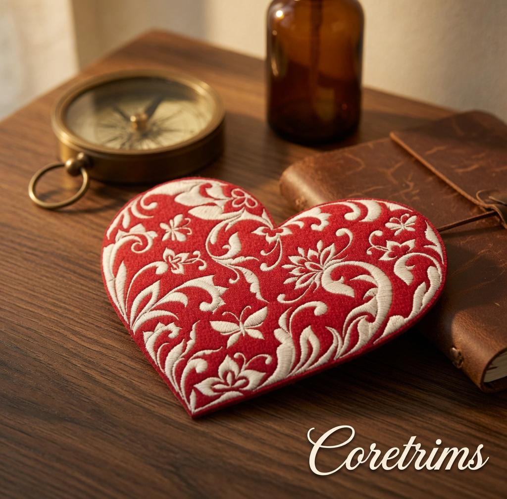 Embroidered Flower Heart Patch – Multicolor Garden Floral Sew/Iron On Applique