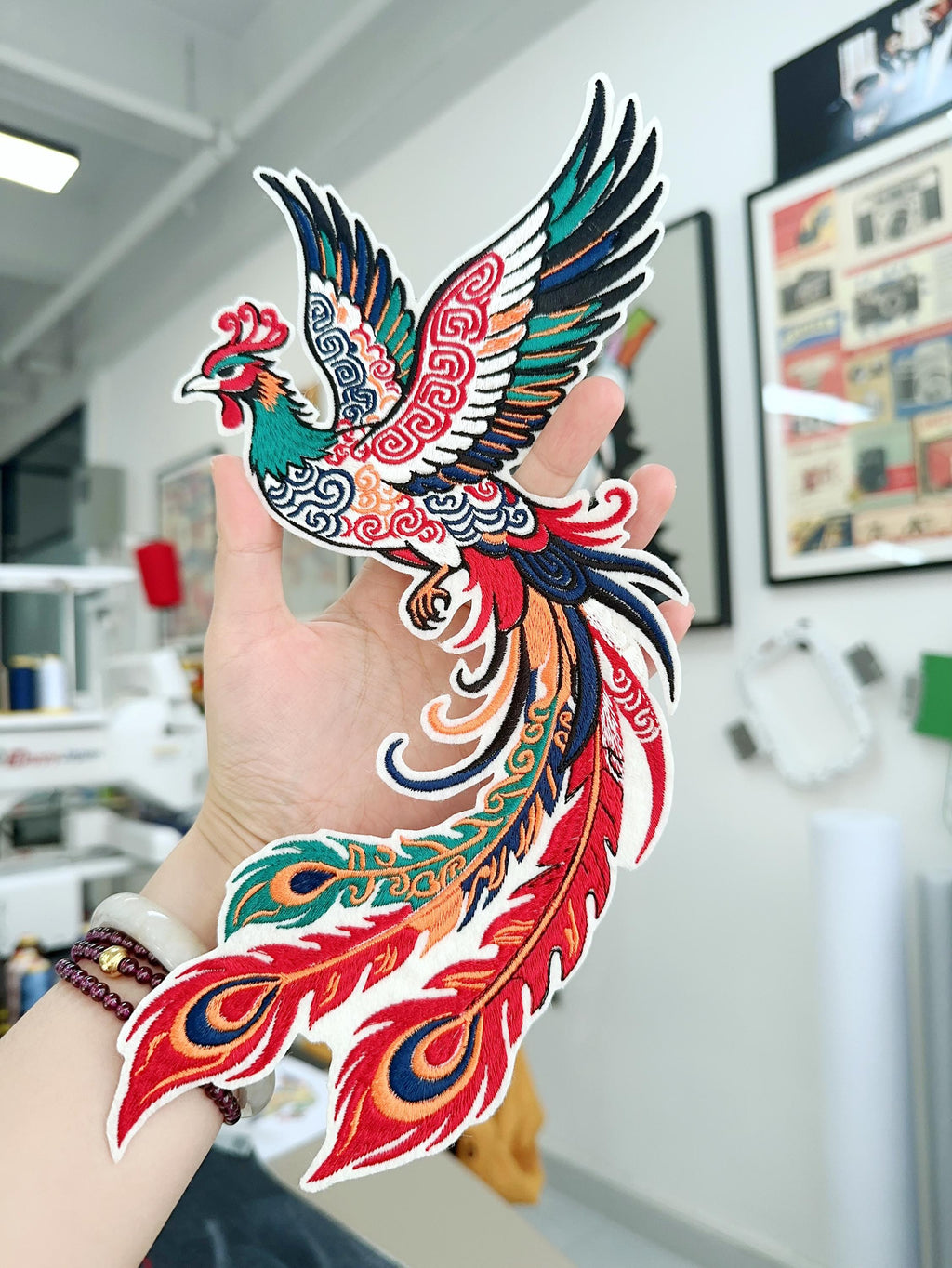 Large Phoenix Rising Embroidered Iron On Patch: Chinese Style Applique