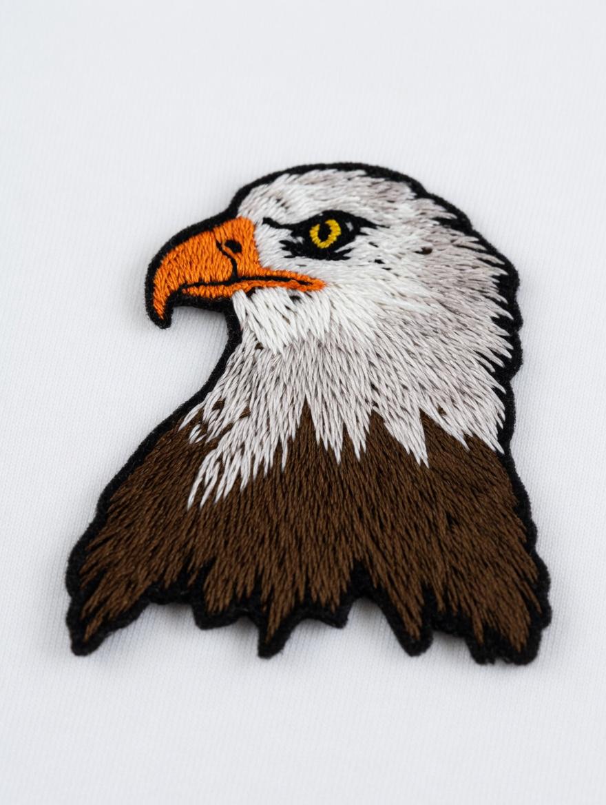 July 4 Independence Day Gift Custom Embroidered Bald Eagle Cotton T-Shirt