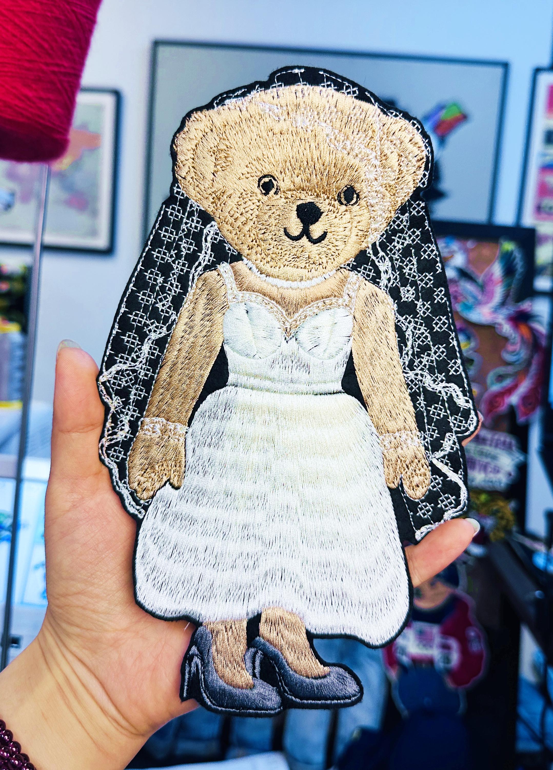 Hand Embroidered Bride Groom Ralph Lauren Bear Patches – Sew On Wedding Appliqué Souvenirs