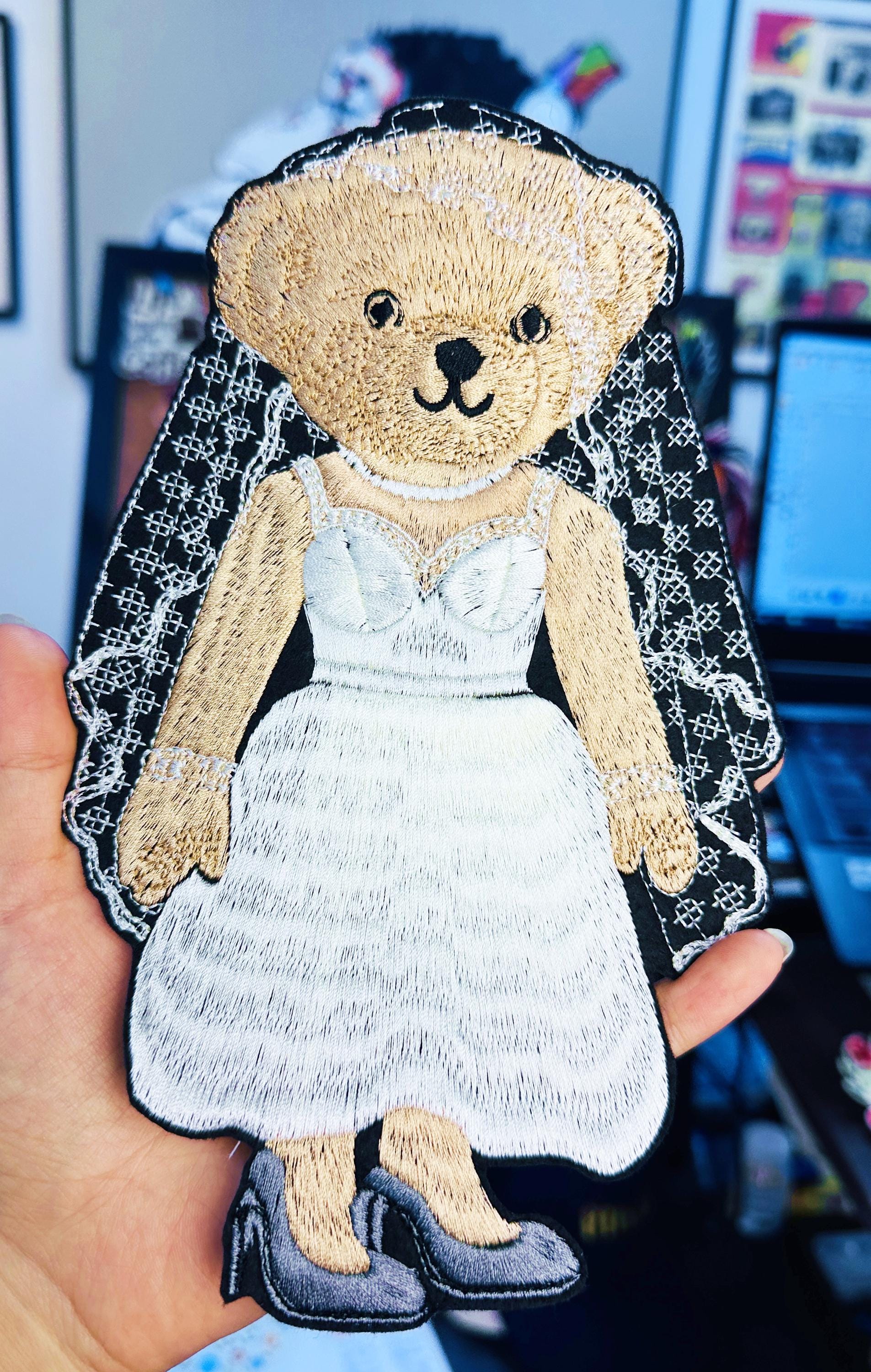 Hand Embroidered Bride Groom Ralph Lauren Bear Patches – Sew On Wedding Appliqué Souvenirs