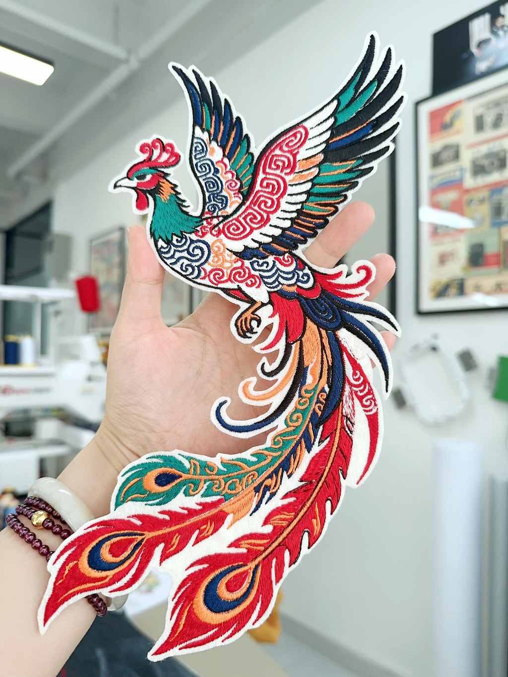 Large Phoenix Rising Embroidered Iron On Patch: Chinese Style Applique