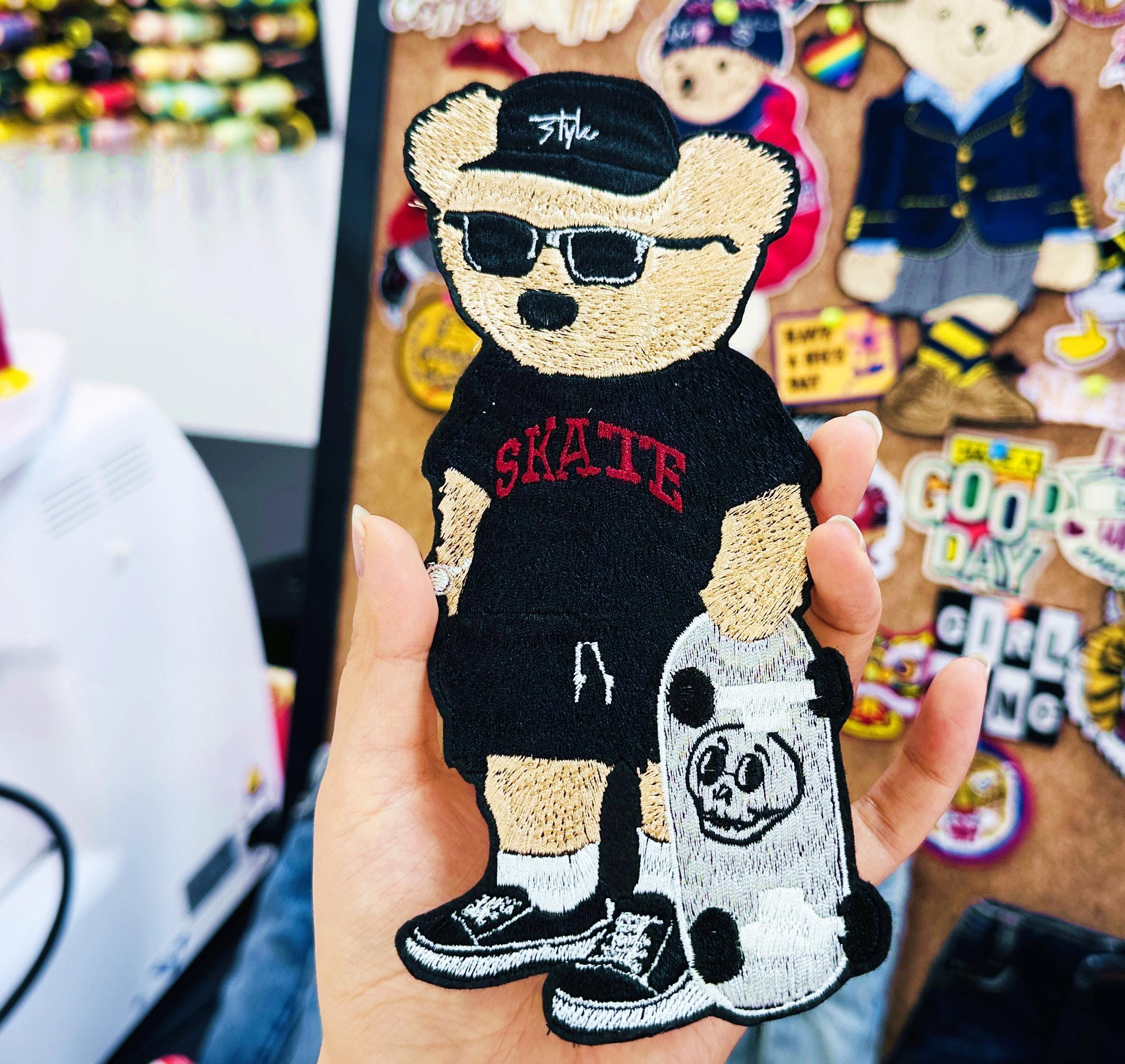 Embroidered Teddy Bear Skater Patch – Sew/Iron On Applique