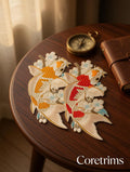 Large Koi Fish Embroidered Patch, Japanese Sakura Iron-On Applique, Red & Gold Koi Carp Sew-On Patch , DIY Embroidery