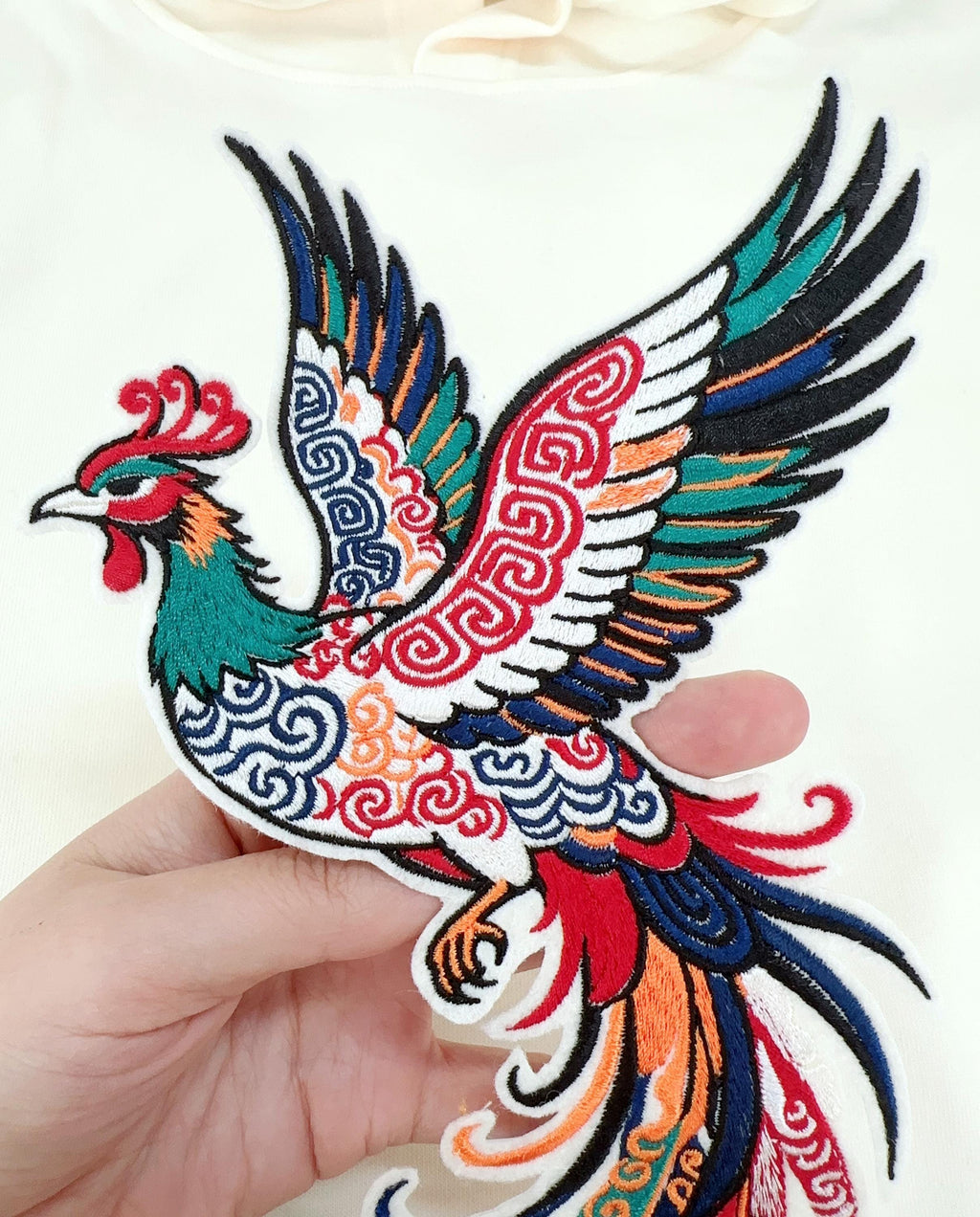 Large Phoenix Rising Embroidered Iron On Patch: Chinese Style Applique