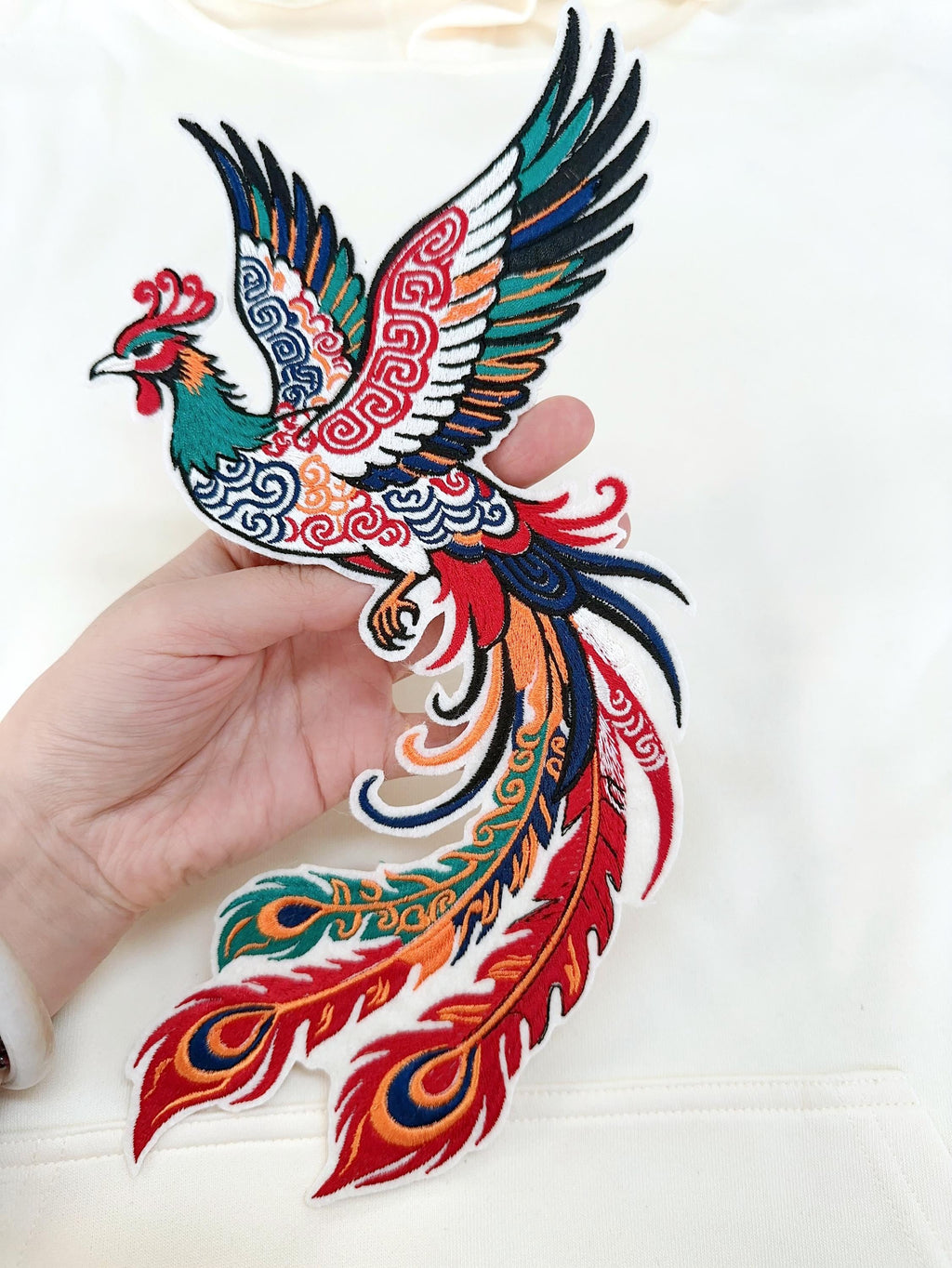 Large Phoenix Rising Embroidered Iron On Patch: Chinese Style Applique