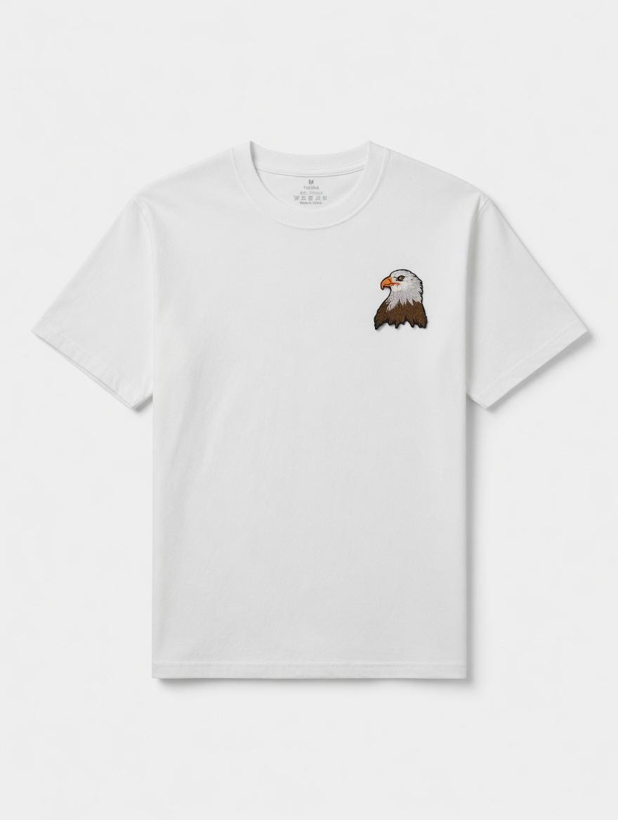 July 4 Independence Day Gift Custom Embroidered Bald Eagle Cotton T-Shirt