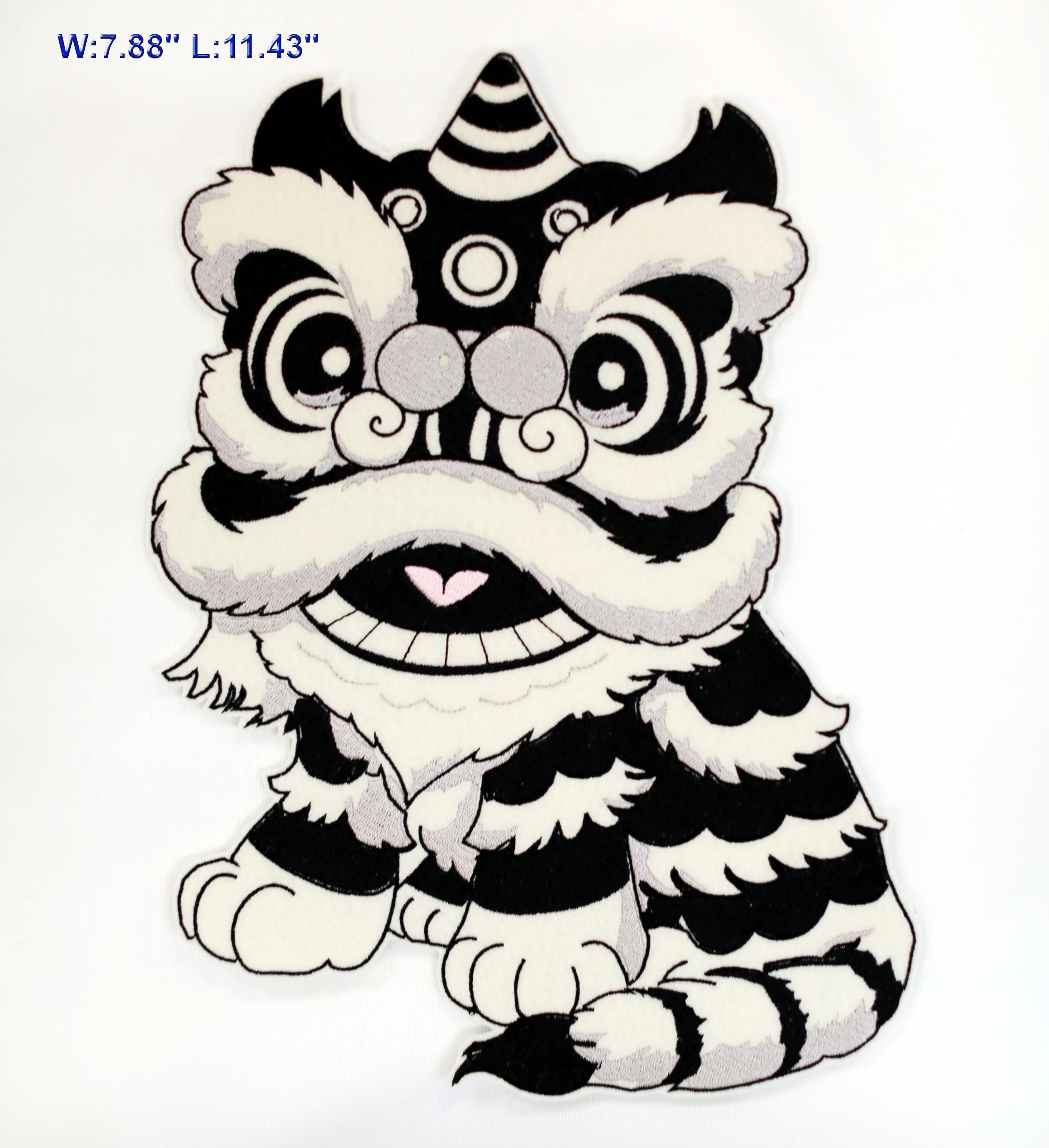 Embroidered jumperIron on Chinese Lion Dancing Embroidery Patch: Applique