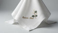 Custom Embroidered Linen Napkin | Botanical Eucalyptus Leaf Design, Personalized Text set of 2 pcs