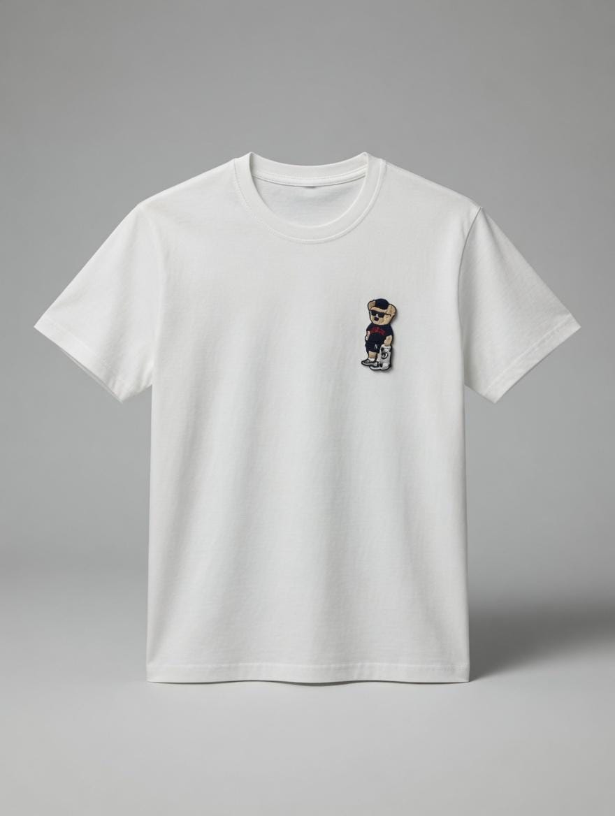 Custom Embroidered Skateboard Bear T-Shirt: Street Style Casual Tee