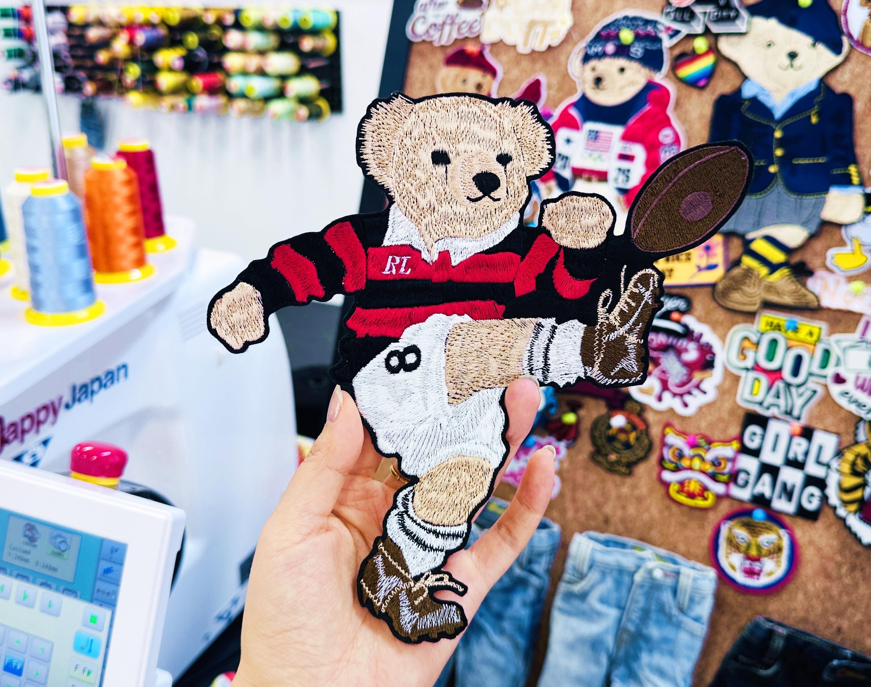 Embroidered Ralph Lauren Polo style Rugby Bear Patch – Sporty Applique for Jackets, Jumpers, Bags